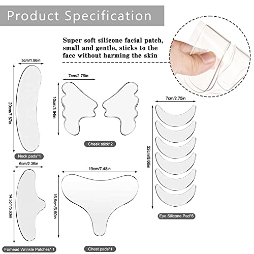 Parches Antiarrugas, Parches Faciales Antiarrugas, Anti-Arrugas Parches, Almohadillas Antiarrugas de Silicona Reutilizable, Tratamiento y Prevención de Arrugas-11