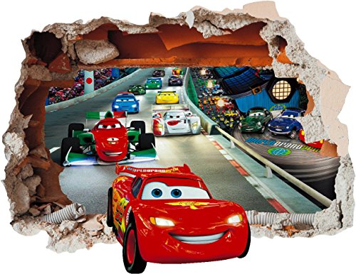 Pegatina de vinilo para pared, diseño de agujero en la pared, diseño de Rayo McQueen (extra grande, 800 x 635 mm)