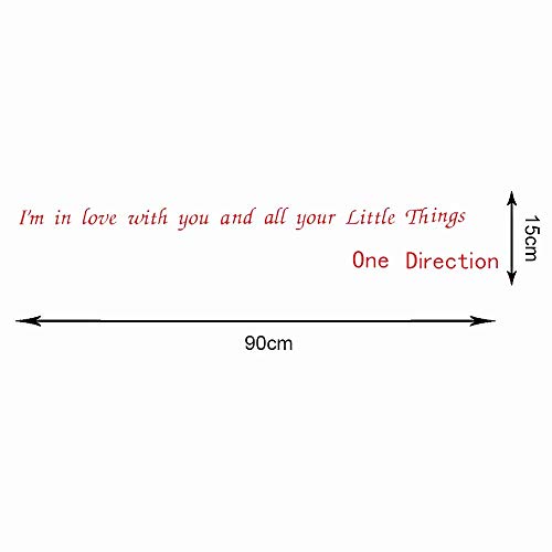 Pegatinas de pared con texto en inglés "I'm in Love with You" en inglés "One Direction" - Adhesivo de pared de PVC para decoración de dormitorio (90 x 15 cm)