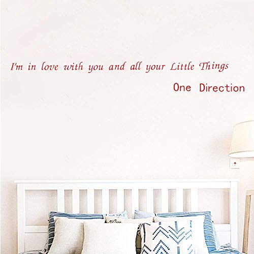 Pegatinas de pared con texto en inglés "I'm in Love with You" en inglés "One Direction" - Adhesivo de pared de PVC para decoración de dormitorio (90 x 15 cm)