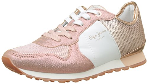 Pepe Jeans London Verona W Sequins, Zapatillas Mujer, Rosa (Factory Pink), 36 EU