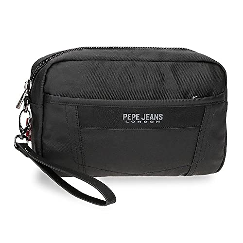 Pepe Jeans Paxton Bolso de Mano Negro 24,5x15x6 cms Algodón, Poliéster y PU.