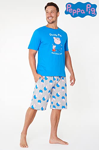 Peppa Pig Pijama Hombre Verano, Pijama Corto Hombre M - 3XL, Regalo Dia del Padre (Azul, XL)