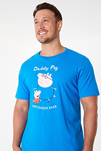 Peppa Pig Pijama Hombre Verano, Pijama Corto Hombre M - 3XL, Regalo Dia del Padre (Azul, XL)