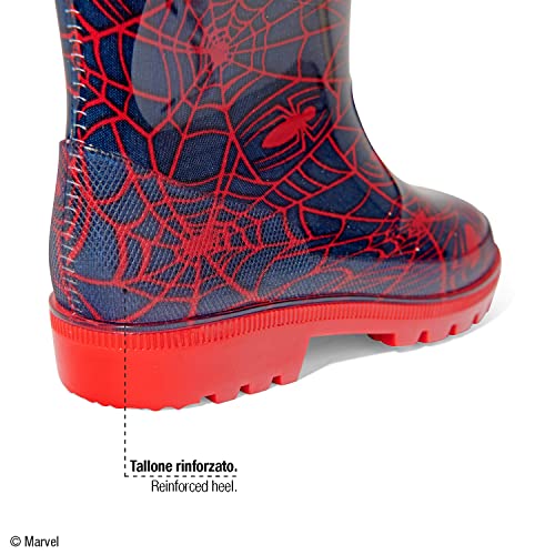 PERLETTI Botas de Agua Niño Spiderman Azul Material PVC - Botines Niños Marvel Spider Man con Suela Antideslizante - Botas Impermeables Infantes Hombre Araña con Cordón (Azul y Rojo, Numeric_26)