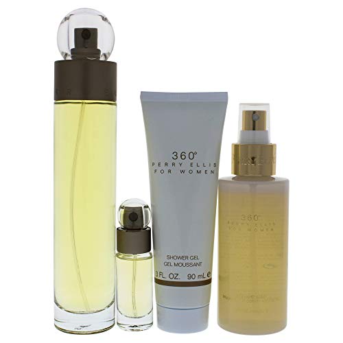 perry ellis 360 by Perry Ellis Gift Set - 3.4 oz Eau De Toilette Spray + 4 oz Body Mist + 3 oz Shower Gel + .25 Mini EDT Spray / - (Women)