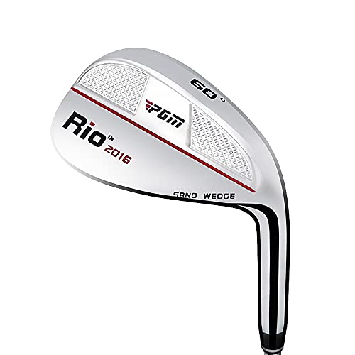 PGM Golf Sand Wedge Nueva cuña de Lanzamiento de 56 Grados o 60 Grados para Elegir, Regular, aleación de Zinc y Acero Estable, diestros, 35",Silver/Red Line 60°