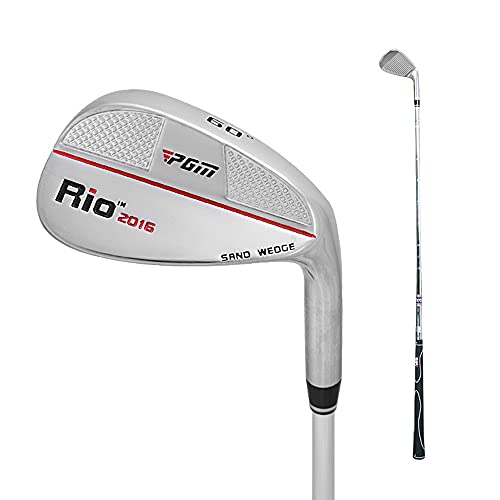 PGM Golf Sand Wedge Nueva cuña de Lanzamiento de 56 Grados o 60 Grados para Elegir, Regular, aleación de Zinc y Acero Estable, diestros, 35",Silver/Red Line 60°