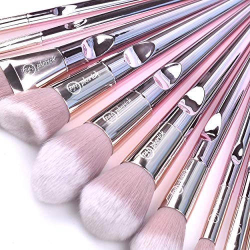 Pherick Pinceles de Maquillaje, 10 piezas de pinceles de maquillaje de calidad profesional, cerdas sintéticas suaves para base de maquillaje, ojos, párpados, cara, maquillaje, cosméticos, rosa dorado,