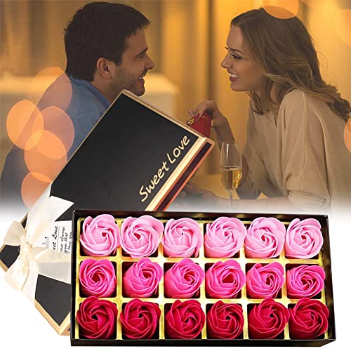 PHIEZC 18 unidades de jabón perfumado de rosas en caja de regalo, aroma floral, jabón de baño con aroma floral, para el día de la madre, cumpleaños, aniversario, boda, día de San Valentín