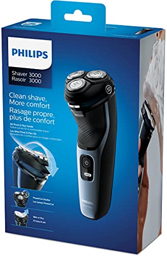 Philips Maquinilla de afeitar S3133/51 Series 3000, recortador integrado negro/rubio claro.