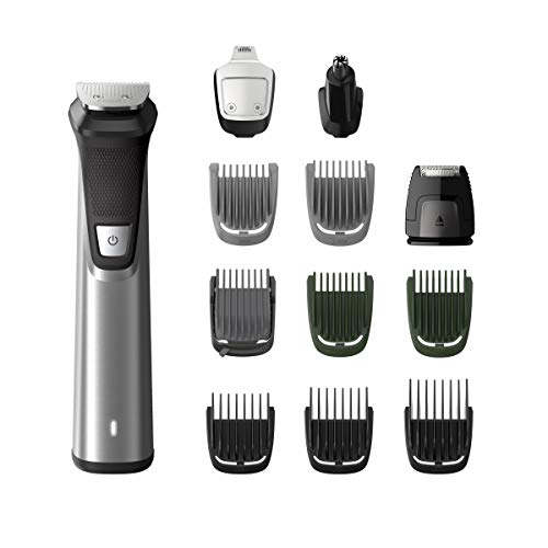 Philips MULTIGROOM Series 7000 MG7735/15 cortadora de pelo y maquinilla Gris Recargable - Afeitadora (Gris, Rectángulo, 3 mm, 7 mm, Barba, Oído, Nariz, Acero inoxidable)