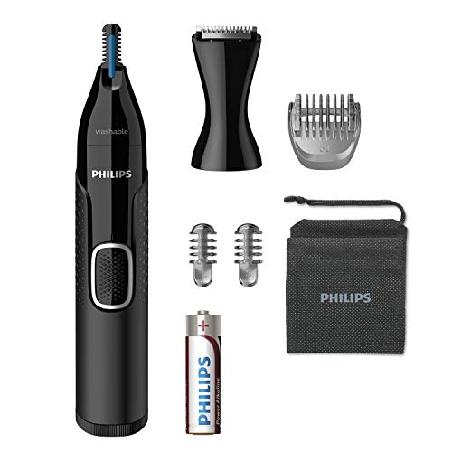 Philips Serie 5000 NT5650/16 Naricero tecnología PrecisionTrim,protección de la piel,accesorio barba,accesorio cortapatillas,cepillo para limpieza del dispositivo,2 peines,funda y pila incluída