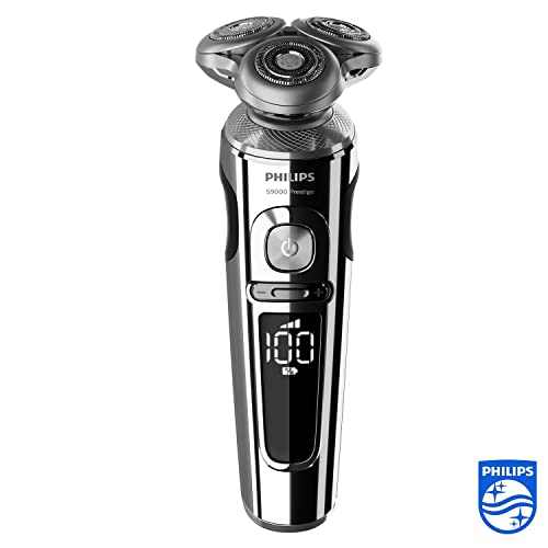 Philips Series 9000 Prestige - Afeitadora eléctrica para húmedo y seco con plataforma de carga Qi, peinadora de barba Smartclick y cepillo de limpieza facial - Sp9863/14