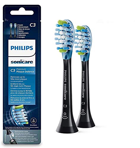 Philips Sonicare HX9042/33 - Pack de dos cabezales control de placa, con tecnología RFID para Diamond Clean Smart, color negro