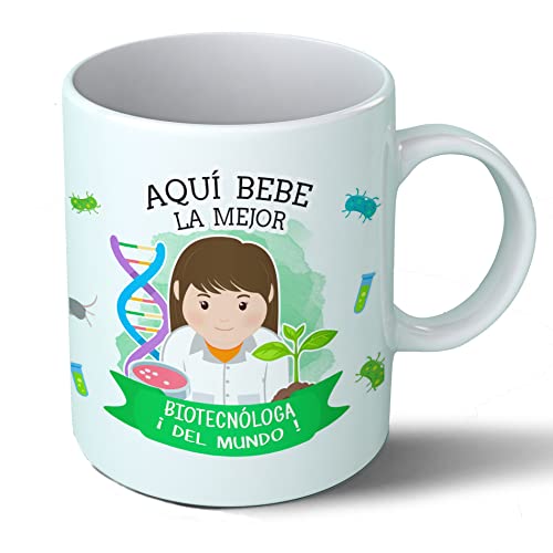 Planetacase Taza Desayuno Aquí Bebe la Mejor Biotecnologa Regalo Original Biotecnologia Ceramica 330 mL