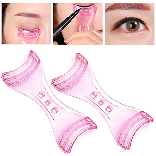 Plantillas delineadoras para los ojos de plástico, color rosa, utensilios para maquillaje, para principiantes, 2 unidades