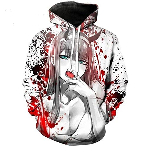 PLWX Darling In The Fravxx Animation Peripherals Cosplay -Sexy_L Sudadera con Capucha para Hombre con 3D Digital Impreso Men's Hoodie