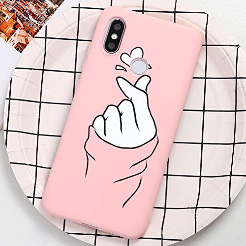 Pnakqil Funda Xiaomi Redmi Note 7 Silicona con Dibujos Suave Carcasa Color Ultra Slim Ligero Gel TPU Soft Piel Case Antigolpes Goma Protectora Caso Cover para Xiaomi Redmi Note7, Amor 02 - Rosa