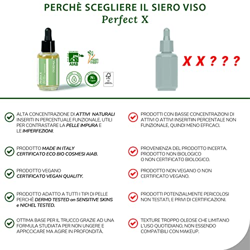 Poemia Face Serum Gel Piel impura Imperfecciones Acné Poros dilatados Orgánico Vegano Certificado Ácido mandélico Sauce Bardana Aceite de árbol de té Hombre Mujer Made In Italy