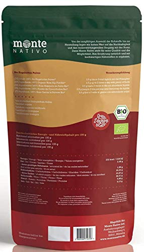 Polvo Orgánico de Rosa Mosqueta, 1kg (1000g) MonteNativo – Vegano y Sin Aditivos – Polvo 100% orgánico de rosa mosqueta con valiosas vitaminas y minerales – de cultivo orgánico controlado