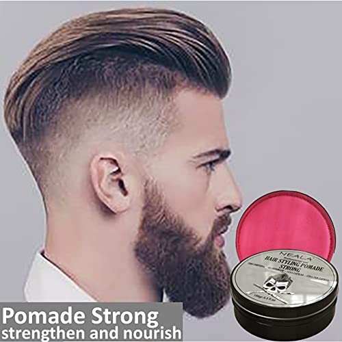 Pomade Neala Strong - 3 latas de 150 gr. - Cera de peinado para hombres enriquecida con lanolina y vitaminas - Acabado brillante, fijación fuerte