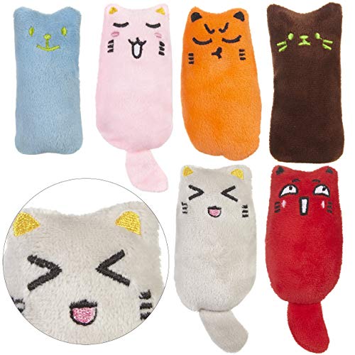 PRETTY KITTY Minz Miezen - Juego de 6 cojines para gatos con hierba gatera, para gatos con hierba gatera, juguete para gatos