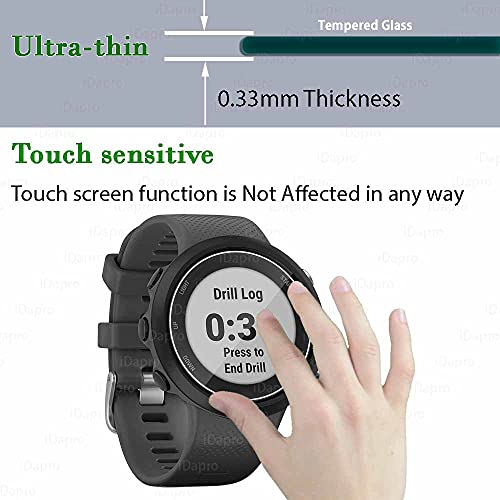 Protector de pantalla para Garmin Fenix 6S / 6S Pro / 6S Sapphire GPS Watch + tapones de silicona antipolvo, iDaPro vidrio templado antiarañazos, sin burbujas