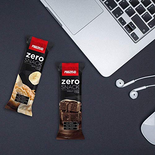 Prozis Zero Snack Barra Rico En Proteína y Bajo en Hidratos de Carbono y Azúcares, Brownie de Chocolate - 12 x 35 g