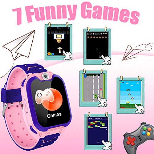 PTHTECHUS Niños Musica Smartwatch Phone, Reloj Inteligente MP3 con Juegos Llamada Despertador Cámara Relojes Digital Watch Despertador Regalos para niños de 5 a 12 años