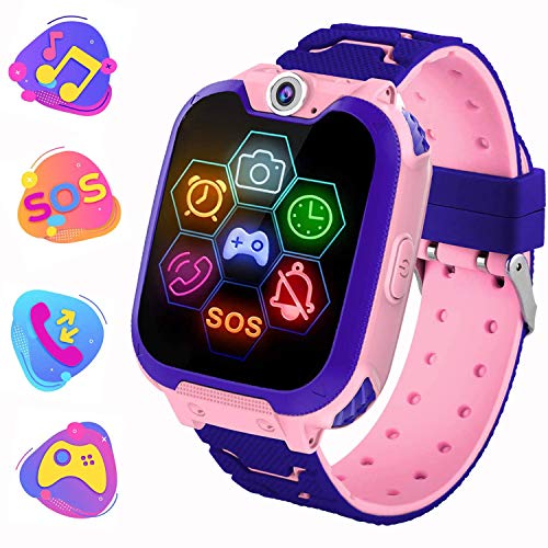 PTHTECHUS Niños Musica Smartwatch Phone, Reloj Inteligente MP3 con Juegos Llamada Despertador Cámara Relojes Digital Watch Despertador Regalos para niños de 5 a 12 años