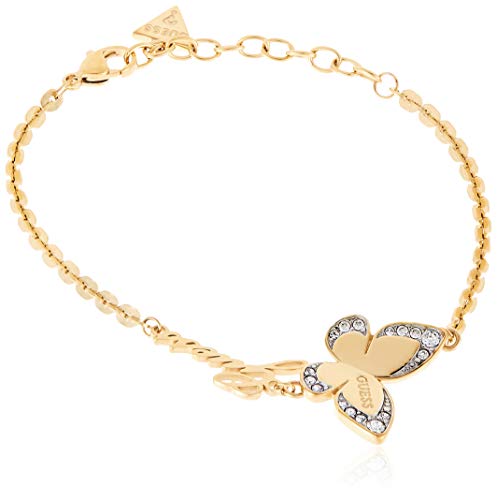 Pulsera Guess Love Butterfly acero inoxidable quirúrgico logo chapada oro UBB78050-S [AC1120]