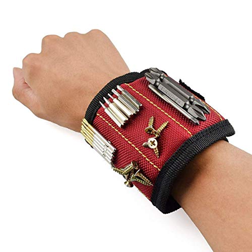 Pulsera Magnética Ajustable con 10 súper imanes, para Ahorra las Manos, Fija Fácilmente Tornillos, Clavos, Brocas, Pasadores, Pernos, Mejor Herramienta de Regalo para Hombres y Mujeres