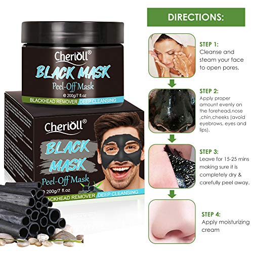 Puntos Negros Mascarilla Para Hombre, Blackhead Remover Mask, Mascarilla Exfoliante, Peel Off Mask, Deep Cleansing Mascarilla Exfoliante Limpiadora contra Puntos Negros y Acné -200g