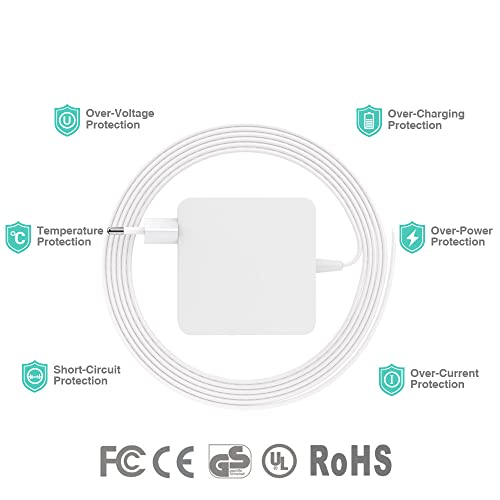 PYRODUM 45W Cargador para Mac Air, 45W T-Tip Adaptador con Conector Magnético para Mac Air 11", Mac Air 13" A1436/A1466/A1465/A1435