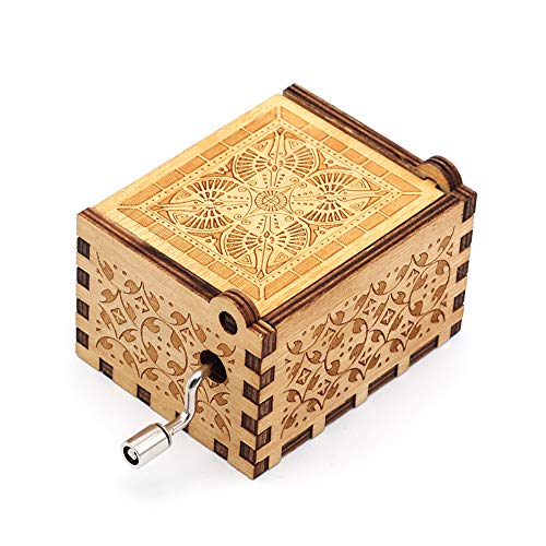 Queen Wood Music Box 18 Note Hand Crank Musical Boxes Antique Carved Musical Gifts Collections Home Decorations, Plays Bohemian Rhapsody(Part of Melody)