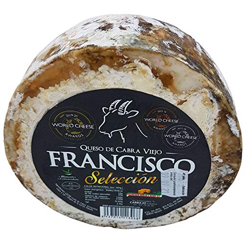 Queso de Cabra Extremeño Viejo Selección - Peso Aproximado 800 gramos - Elaborado con leche cruda de Cabra - Medalla de SUPER ORO en la categoría de Queso de Cabra Curado