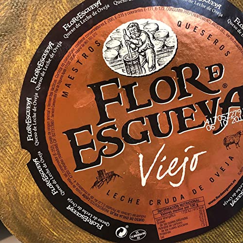 Queso Viejo Flor de Esgueva - Queso Curado Puro de Oveja - Queso Completo Formato 1 Kilo - Elaborado con leche cruda madurado en corteza natural - Queso Curado con Membrillo TDW