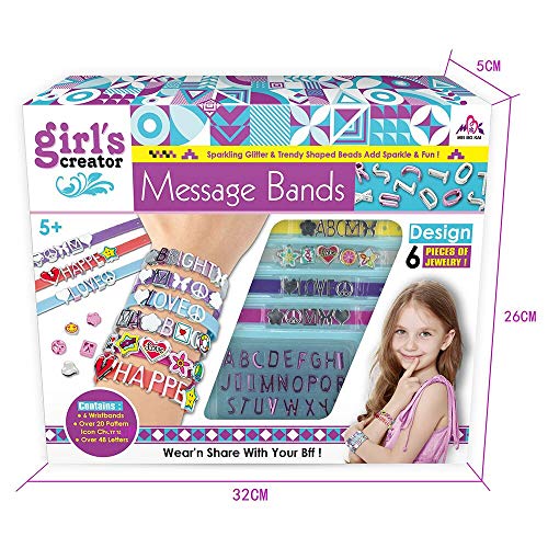 Queta Kit para Hacer Pulseras Niñas,6pcs Pulsera de Letras DIY,Kit de Fabricación de Pulseras Niñas de Silicona con 20 Cuentas de Patrón,45 Letras,26 Letras Rosas.Manualidades DIY Niños Chico,Chica