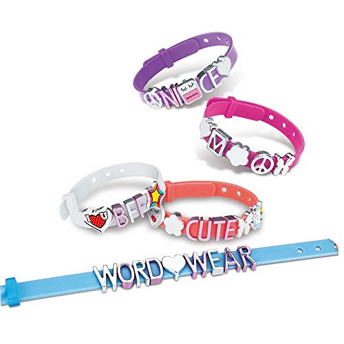 Queta Kit para Hacer Pulseras Niñas,6pcs Pulsera de Letras DIY,Kit de Fabricación de Pulseras Niñas de Silicona con 20 Cuentas de Patrón,45 Letras,26 Letras Rosas.Manualidades DIY Niños Chico,Chica