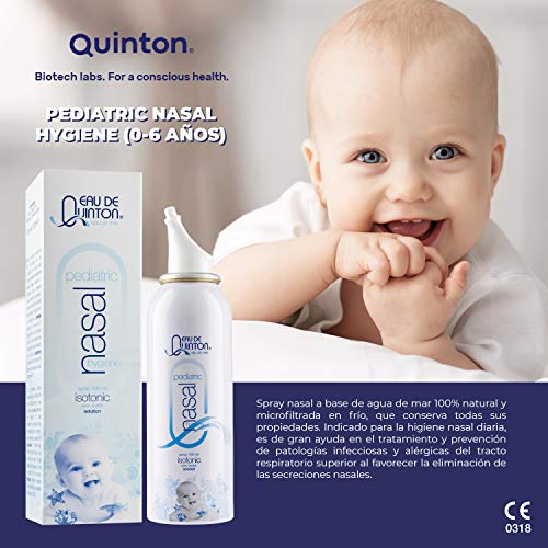 Quinton Pediatric Nasal Hygiene | Spray Nasal Agua de Mar Infantil 100 ml | Higiene Nasal Diaria para Bebés y Niños | Prevención y tratamiento de congestiones nasales, rinitis alérgicas y sequedad