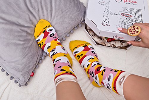 Rainbow Socks - Pizza MIX Caprichosa Vege Pepperoni Mujer Hombre - 4 pares de Calcetines - Tamaño 41-46