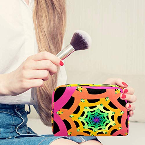 Rainbow Spiders Web Cosméticos Bolsa de Maquillaje Bolsa Organizador para Viajes Portátil Neceser para Niñas y Mujeres