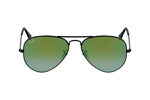 Ray-Ban Negro Verde gradiente de Flash 55mm tipo aviador de metal grandes gafas de aviador