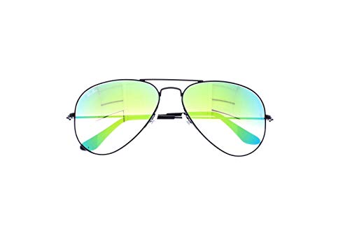 Ray-Ban Negro Verde gradiente de Flash 55mm tipo aviador de metal grandes gafas de aviador