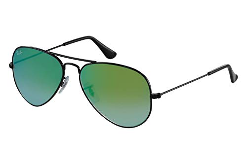 Ray-Ban Negro Verde gradiente de Flash 55mm tipo aviador de metal grandes gafas de aviador