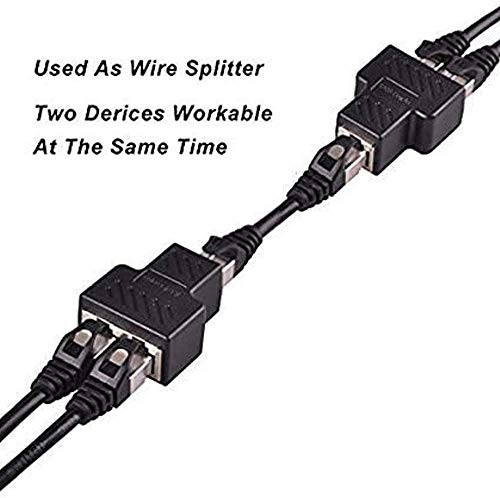 Rayber Divisor LAN 1 to 2 Simultaneously, divisor RJ45, 1 hembra a 2 hembra, adaptador para Ethernet Cat 5/6 LAN, cable de extensión de surf online en el adaptador de red Same Time Network (1 par)