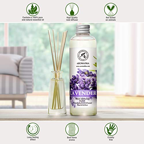 Recarga Difusor con Aceite Esencial de Lavanda 200ml - Natural para Cuartos - Hogares - Oficinas - Restaurantes - Aromaterapia - 0% Alcohol - Aceite Esencial de Lavanda