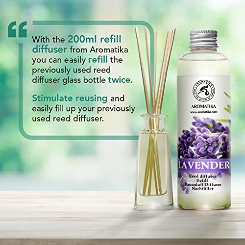 Recarga Difusor con Aceite Esencial de Lavanda 200ml - Natural para Cuartos - Hogares - Oficinas - Restaurantes - Aromaterapia - 0% Alcohol - Aceite Esencial de Lavanda