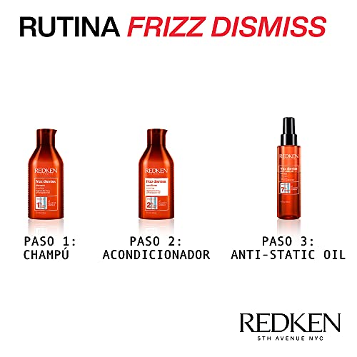 Redken | Aceite Sin Aclarado Antiencrespamiento Para Clima seco, Todo tipo de Cabello de fino a grueso, Anti-Static Oil, Frizz Dismiss, 125 ml